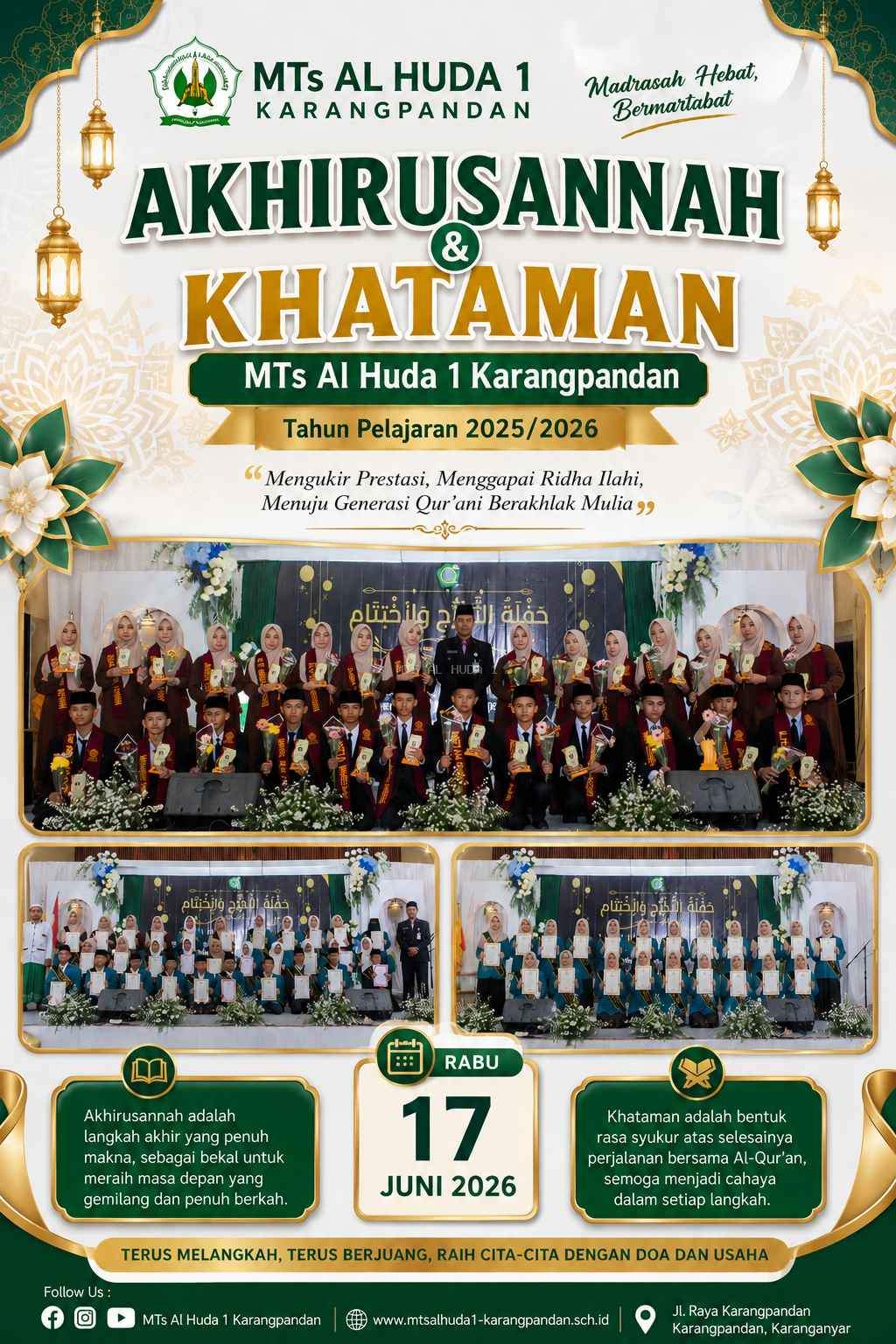 Akhirussanah dan Khataman MTs Al Huda 1 Karangpandan Tahun Pelajaran 2025/2026 Berlangsung Meriah, Khidmat, dan Penuh Makna